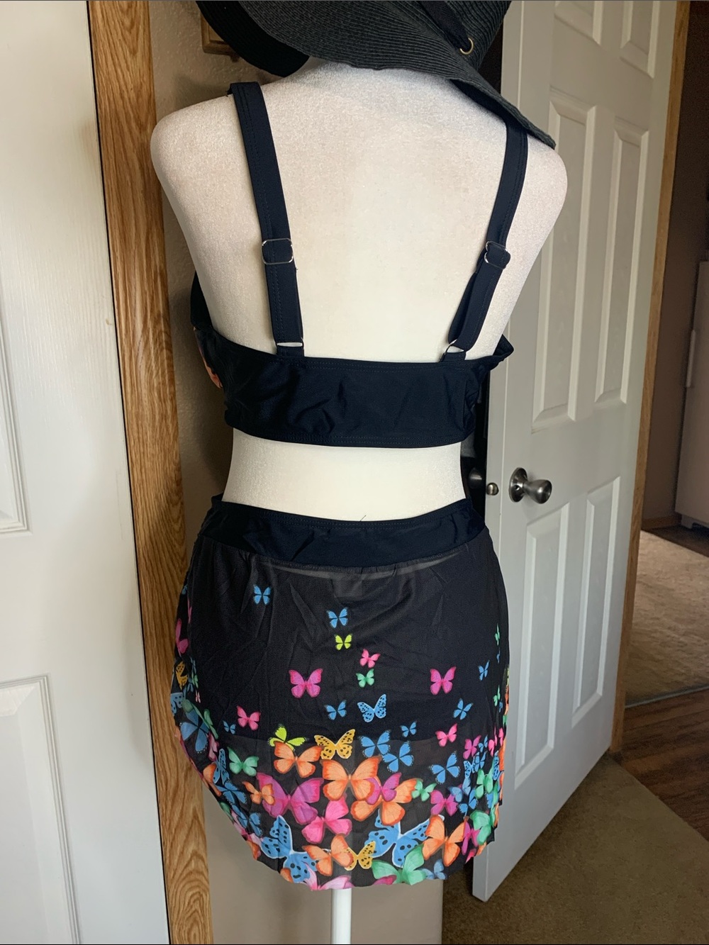 BUTTERFLY Colorful Print Black 3-PC Swimwear Set - Picture 10 of 11